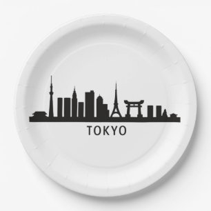 Japan Stadtlandschaft Reise Tokio Skyline Silhou Pappteller