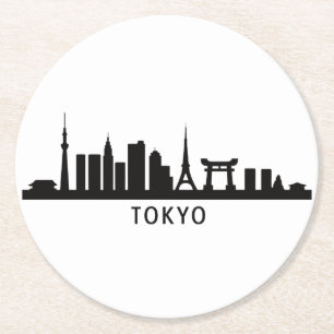 Japan Stadtlandschaft Reise Tokio Skyline Silhou Runder Pappuntersetzer