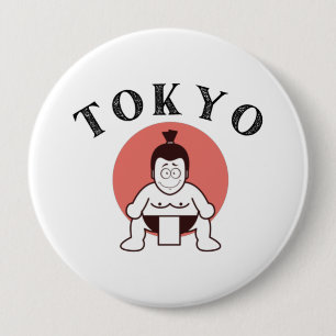 Japan Sumo Tokio - Sohn der Sonne Weiß Button