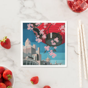 Japan Tokio Vintage Japan Reiseplakat Serviette