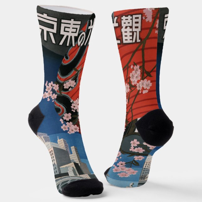 Japan Tokio Vintages japanisches Reiseplakat Socken (Gewinkelt)