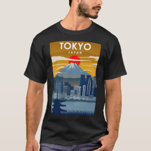 Japan Tokyo Mount Fuji Cityscape Vintag Minimal T T-Shirt