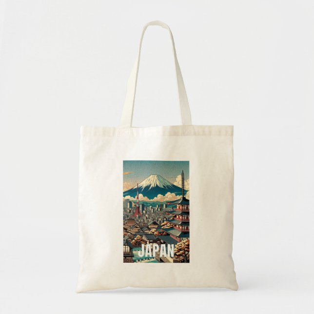 Japan Tokyo Tote Bag - Ikonische Illustrationen Tragetasche (Vorne)