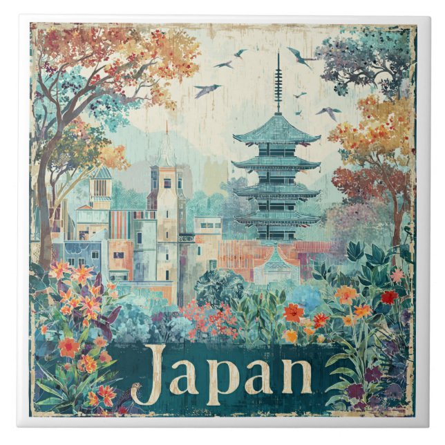 Japan travel poster fliese (Vorderseite)