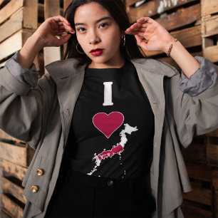 Japan Vertikal I Liebe Japanische Flagge Karte Fra T-Shirt