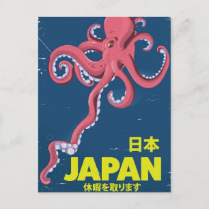 Japan vintage Tintenfisch Reiseplakat Postkarte