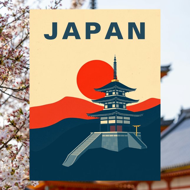 Japan Vintage Travel Art Pagoda Temple Postkarte (Japan Vintage Travel Art Pagoda Temple Postcard
)