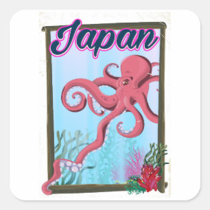 Japan Vintages Reiseplakat Quadratischer Aufkleber