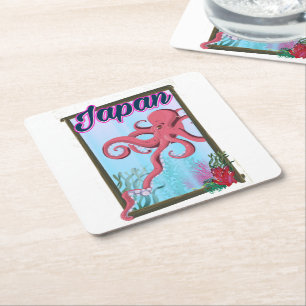 Japan Vintages Reiseplakat Rechteckiger Pappuntersetzer