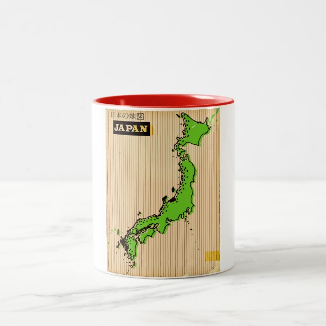 Japan Vintages Reiseplakat Zweifarbige Tasse (Mittel)