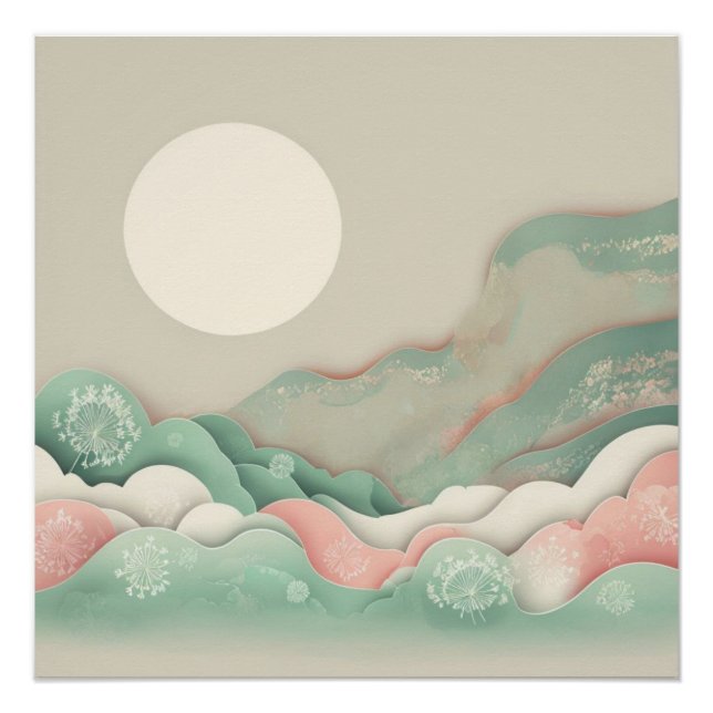 Japandi Abstrakt Vector Art Soft Pastors Poster (Vorderseite)