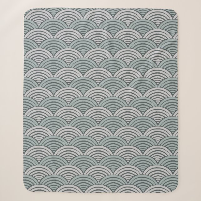 Japandi Bauernhof Gray Monochromatic Waves Scallop Sherpadecke (Vorderseite)
