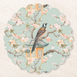Japandi Bird Cherry Blossoms Paper Untersetzer
