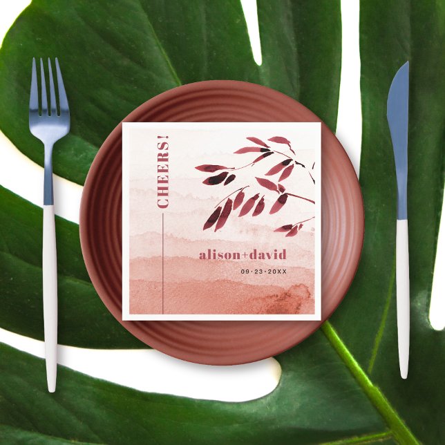 Japandi CHEERS Hochzeit Wasserfarbe Serviette (Von Creator hochgeladen)