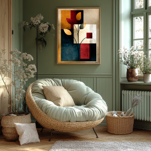 Japandi-Ikebana-Geometrie Abstracte Wandkunst mit Poster