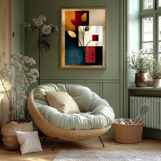 Japandi-Ikebana-Geometrie Abstracte Wandkunst mit  Poster