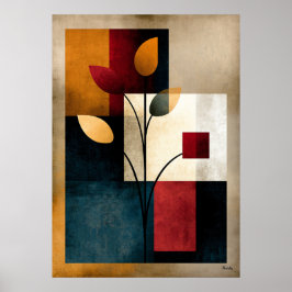 Japandi-Ikebana-Geometrie Abstracte Wandkunst mit  Poster