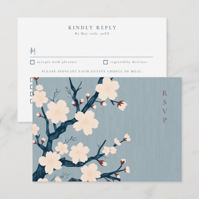 Japandi Kirschblüten Wahlmöglichkeiten UAWG RSVP Karte (Vorne/Hinten)