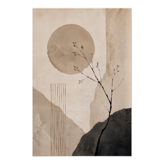 Japandi Landscape Wall Art Poster (Devant)