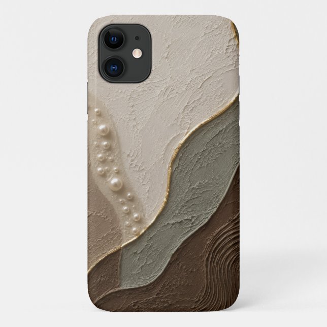 Japandi-Neutrales Texturdesign  Case-Mate iPhone Hülle (Rückseite)