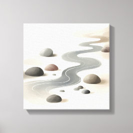 Japandi River Flow Art for Calm Zen Interiors Leinwanddruck