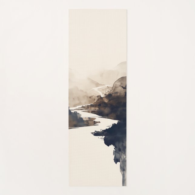 Japandi River Yoga Mat - Serene Landschaftsgestalt Yogamatte (Vorderseite)