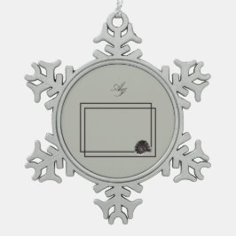 Japandi Seeleben in Beige Schneeflocken Zinn-Ornament