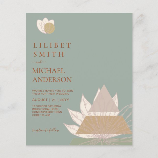 Japandi Wedding Scandinavian Abstrakt Geometric Flyer (Vorne)