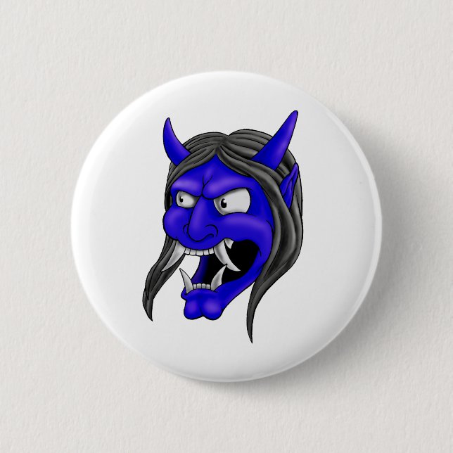 Japaner Hannya Maske Button (Vorderseite)