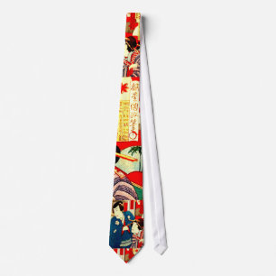 Japaner Kabuki Samurai-Geisha Woodblock Krawatte