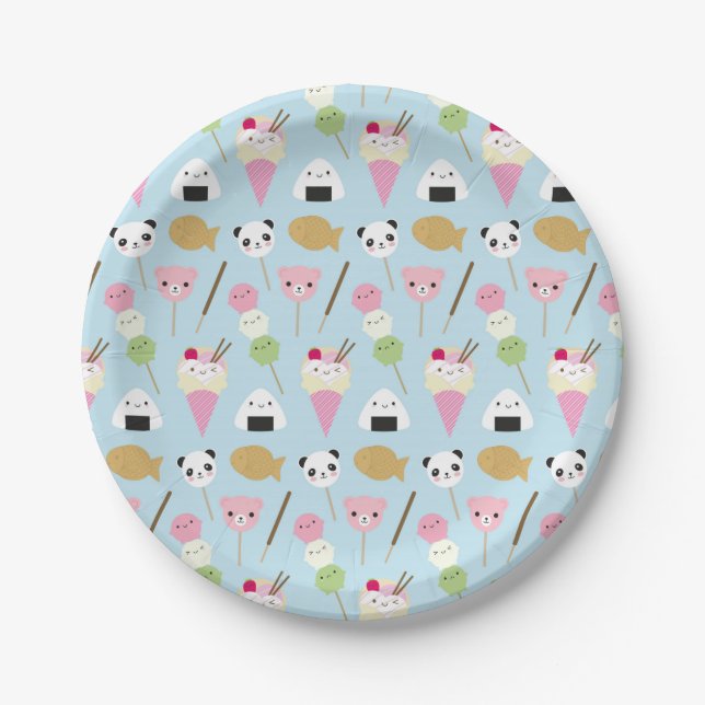 Japaner Kawaii Imbisse Pappteller (Vorderseite)