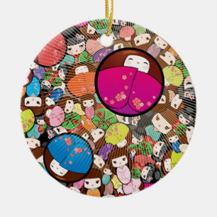 Japaner Kawaii Kokeshi Puppen Keramikornament
