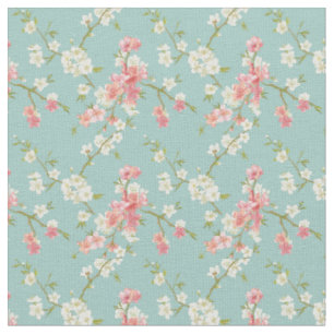Japaner, Kirschblüte, aquamarin, weiß, rosa, mit Stoff