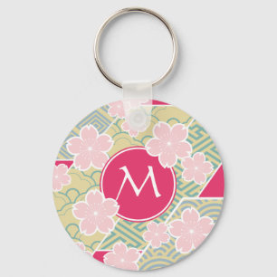 Japaner-Kirschblüte-Kirschblüten-geometrische Schlüsselanhänger