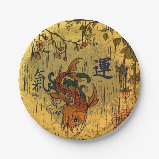 Japaner Koi Fisch-kundenspezifischer PapierTeller (Vorderseite)
