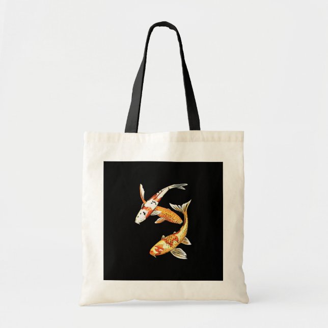 Japaner Koi Goldfisch auf Schwarzem Tragetasche (Vorne)