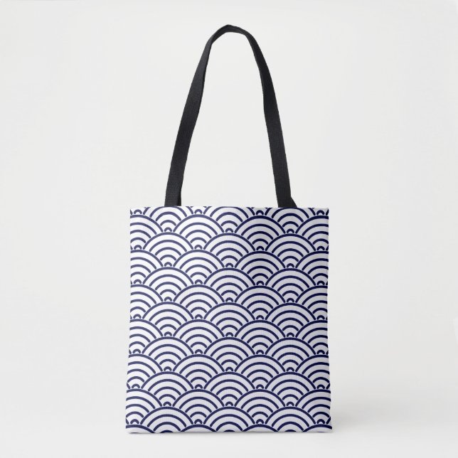 Japaner Koinobori Fisch-Skala in Delft-Blau Tasche (Vorderseite)
