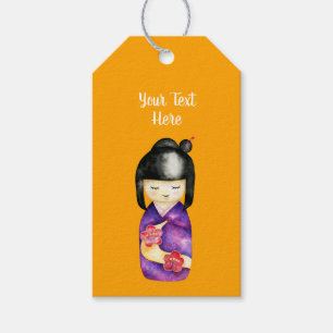 Japaner Kokeshi Puppen-Aquarell-Malerei Geschenkanhänger