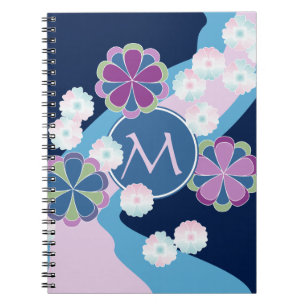 Japaner Nagarekiku Chrysantheme-Fluss mit Blumen Notizblock