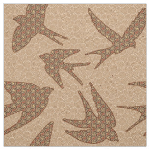 Japaner-Schwalben im Flug, Brown und Beige Stoff