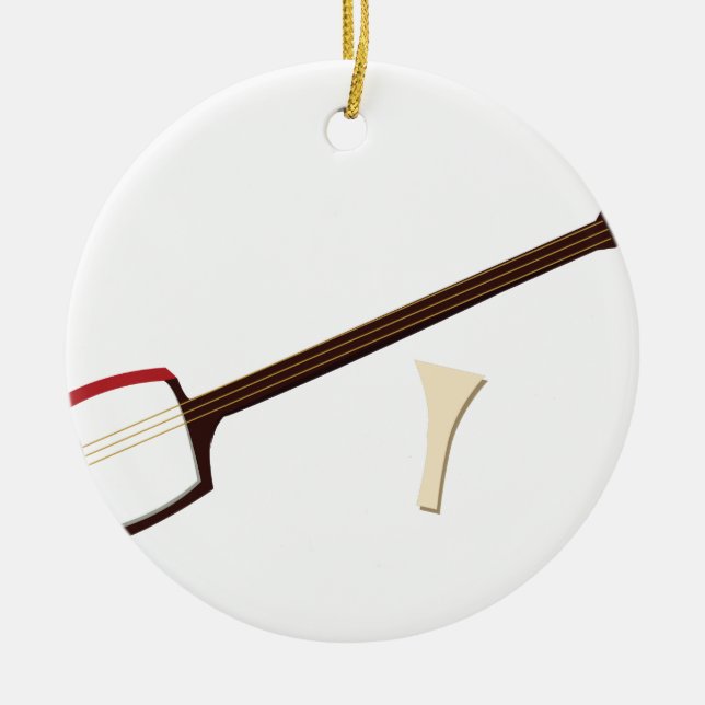 Japaner Shamisen Keramikornament (Vorne)