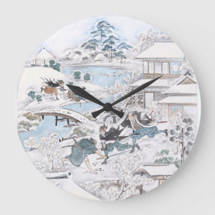 Japaner Ukiyo-e der 47 Ronin kämpfenden Samurais Große Wanduhr