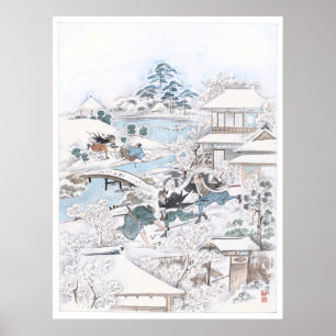 Japaner Ukiyo-e der 47 Ronin kämpfenden Samurais Poster
