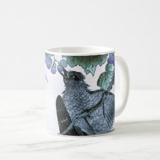 Japaner Ukiyo-e Druck eines Vogels, der Trauben Kaffeetasse