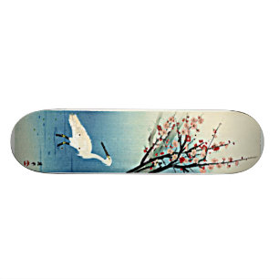Japaner Woodblock Druck Okyo Reiher mit Pflaumen Skateboard