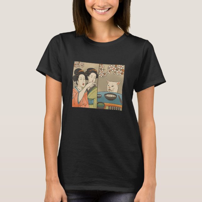 Japanerin Cat Meme Mad Yelling T-Shirt (Vorderseite)