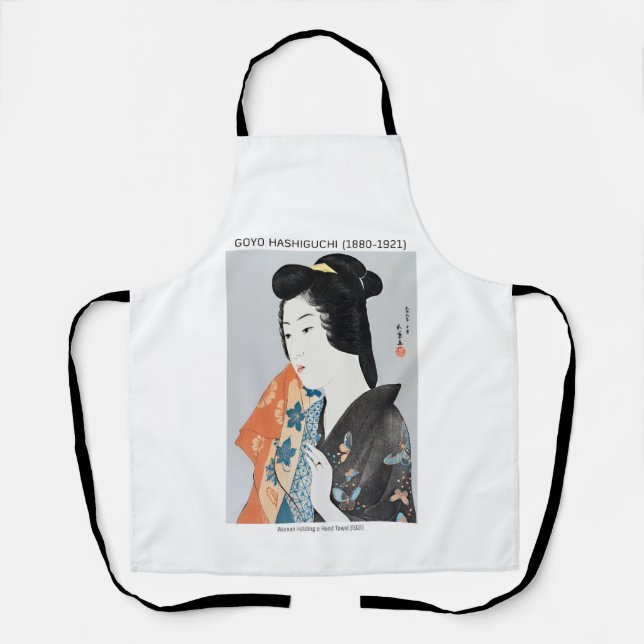 Japanerin, die ihr Handtuch hält - Goyō Hashiguchi Schürze (Vorderseite)