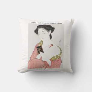 Japanerin, die Pulver aufbringt - Goyō Hashiguchi Kissen