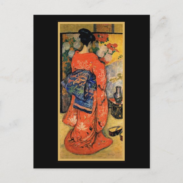 Japanerin mit einem Lüfter Postkarte (Vorderseite)