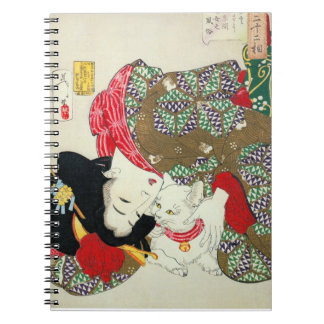 Japanerin mit Katze, Tsukioka Yoshitoshi Notizblock